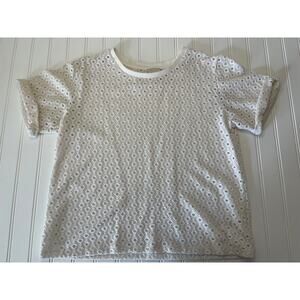 Anthropologie Postmark Top Chantal Lace Boxy White Eyelet Shirt - Women's Small